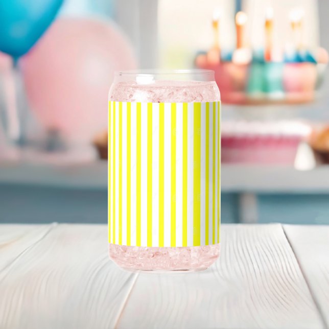 Trinkwaren-Set Gelb & Weiß gestreift Dosenglas (Insitu (Baby Party))
