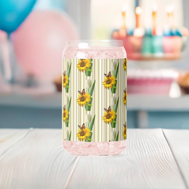 Trinkwaren-Set Süße Sonnenblume Schmetterling  Dosenglas (Insitu (Baby Party))