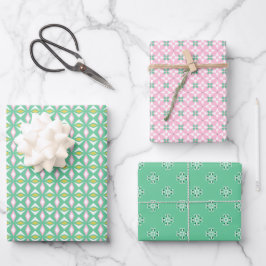 Trio 3 Geometrisches Set der Muster für Schleifpap Geschenkpapier Set