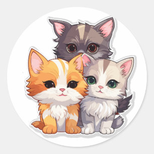 Trio Adorable Kittens Runder Aufkleber