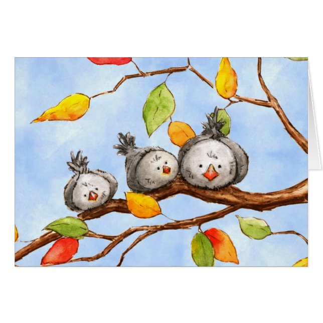 Trio Card Herbst Vögel (Vorderseite (Horizontal))