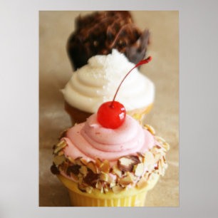 Trio Cupcakes Food Poster