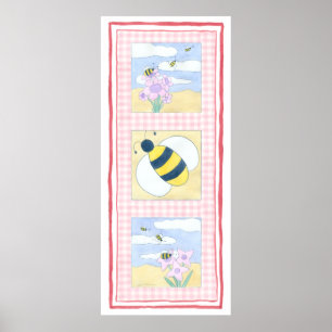 Trio der Bienen mit Blumen Poster