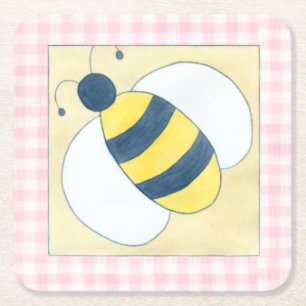 Trio der Bienen mit Blumen Rechteckiger Pappuntersetzer