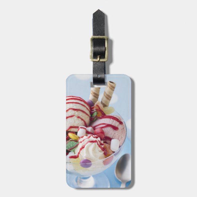 Trio der Eiscreme und des süßen Eiscremebechers Gepäckanhänger (Vorderseite vertikal)