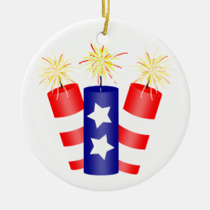 Trio der Feuerwehr für den 4. Juli Keramik Ornament