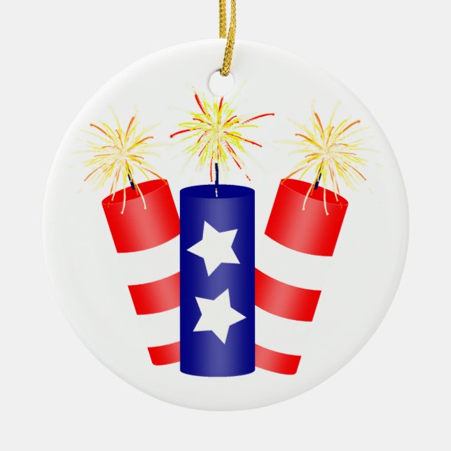 Trio der Feuerwehr für den 4. Juli Keramik Ornament (Vorne)