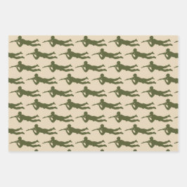 Trio der grünen Armee für Männer Geschenkpapier Set