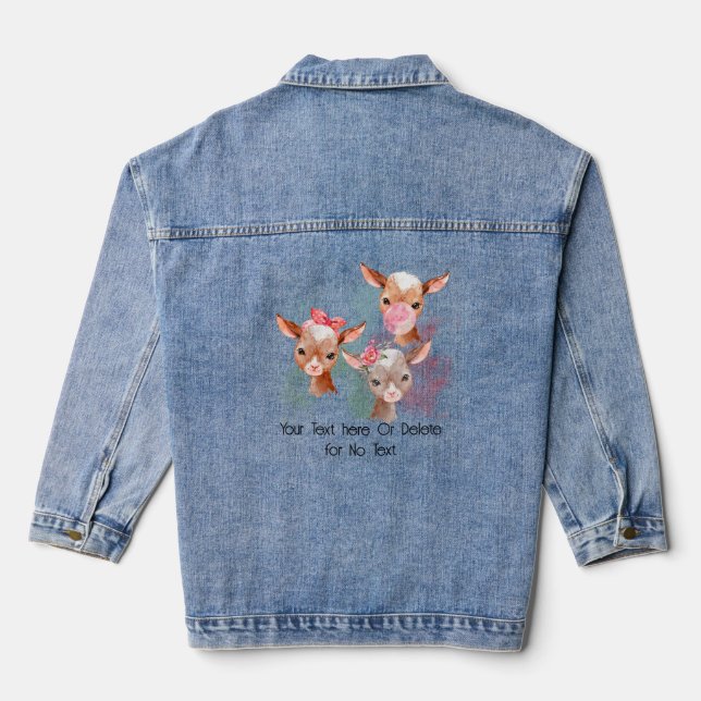 Trio der Niedlichen Watercolor-Kinderziegen Jeansjacke (Rückseite)