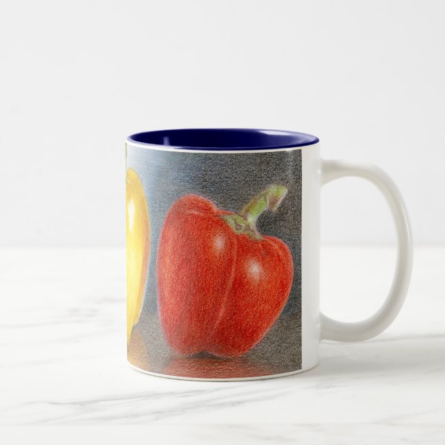 Trio der Paprikaschoten-Kunst-Tasse Zweifarbige Tasse (Rechts)