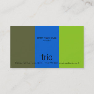 Trio-dunkle Olive, helles Blaues u. grün Visitenkarte