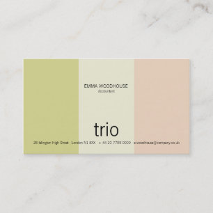 Trio Ecru, blasses es-grün u. rosa Visitenkarte