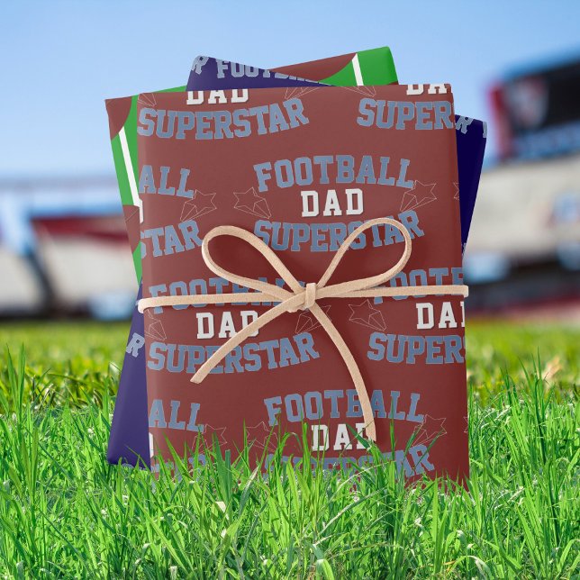 Trio Football Vater Superstar Wrapping Paper Sheet Geschenkpapier Set (Wrapping paper sheets for the Football Superstar Dad. Just add his initial)