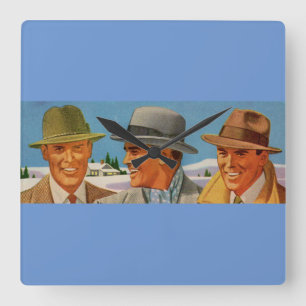 Trio in der Fedora der 50er Jahre Quadratische Wanduhr