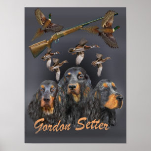 Trio-Jagd auf Gordon Setter Poster