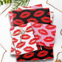 Trio Lipstick Kiss Muster Papierblätter