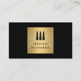 Trio-Logo für Schwarz/Gold-Lipstick für Makeup-Kün Visitenkarte