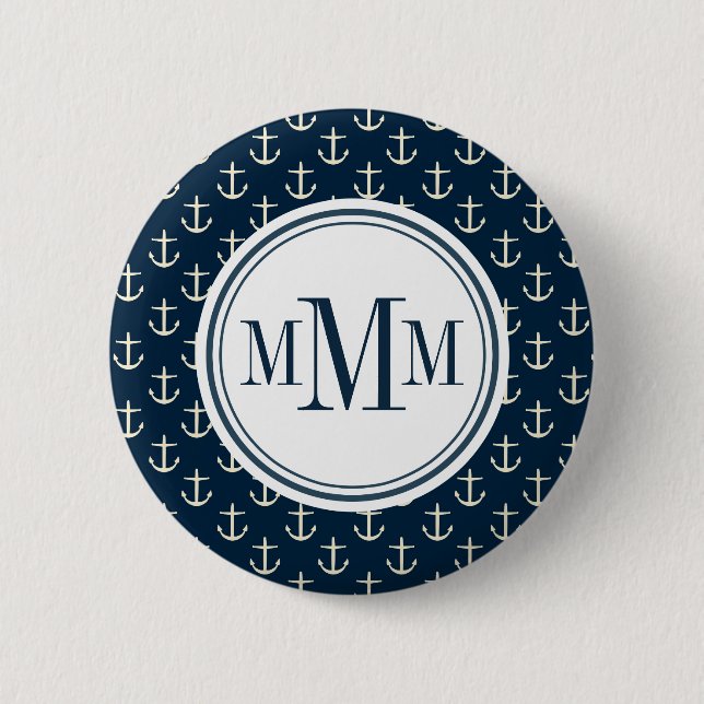 Trio Monogram Anchor Muster Button (Vorderseite)