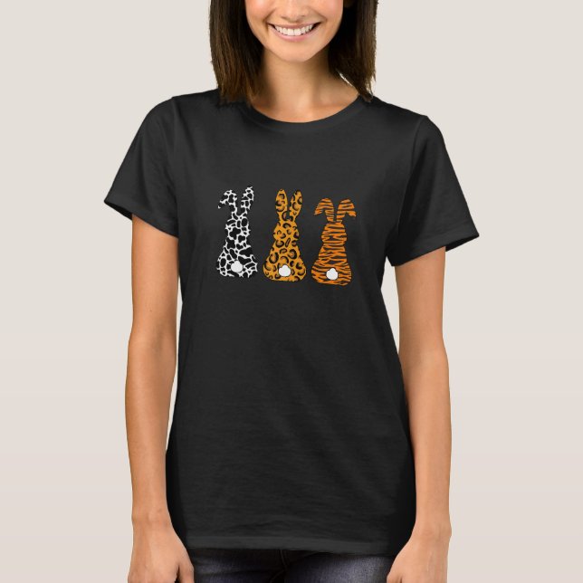 Trio Niedlich Leopard Zebra Ostern Kaninchen Oster T-Shirt (Vorderseite)