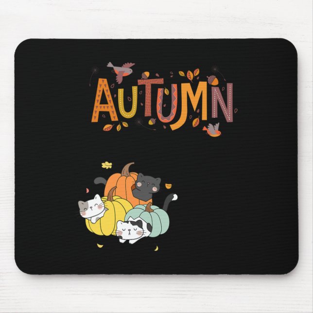 Trio Niedlich Pumpkin Cats Hallo Herbstsonntag Mousepad (Vorne)