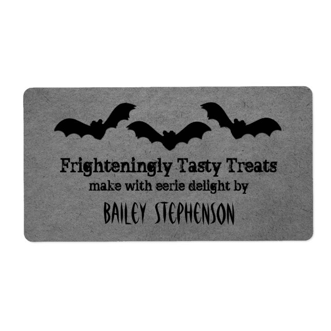 Trio of Bats Halloween Baking Labels, grau (Vorne)