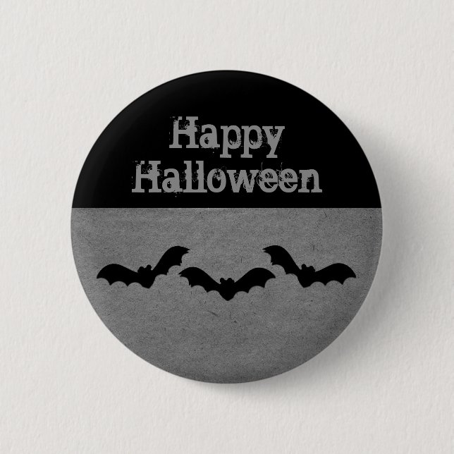 Trio of Bats Halloween Button, grau Button (Vorderseite)