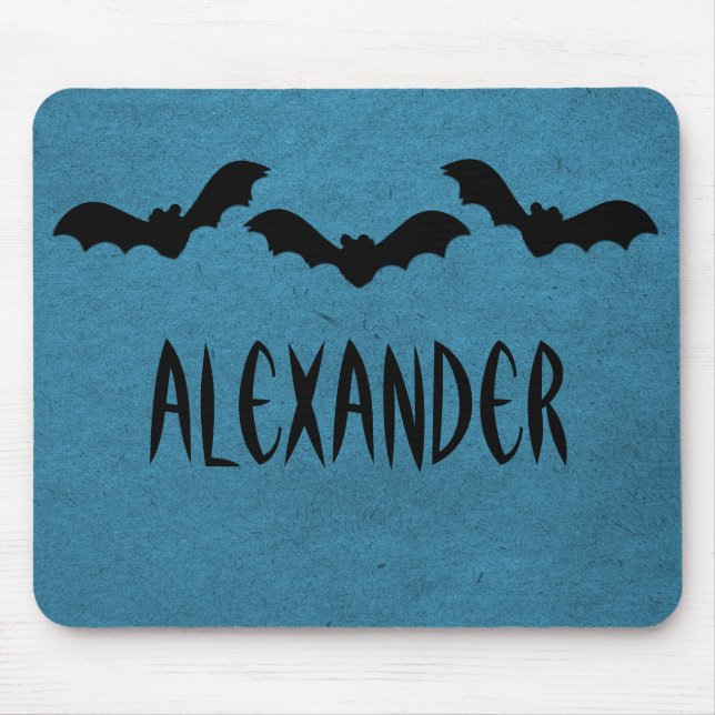 Trio of Bats Halloween Mousepad, Dunkelblau Mousepad (Vorne)