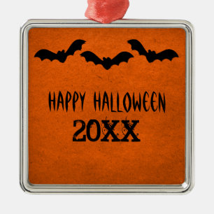 Trio of Bats Halloween Premium Ornament, Orange Ornament Aus Metall