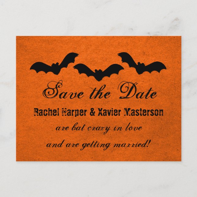 Trio of Bats Halloween Save the Date Postkarte (Vorderseite)