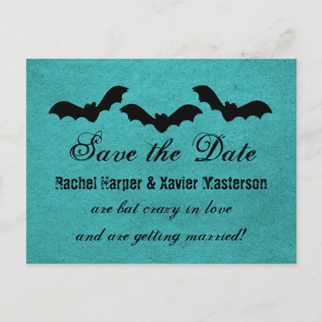 Trio of Bats Halloween Save the Date Postkarte (Vorderseite)