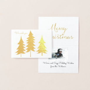 Trio of Gold Trees Weihnachtswünsche Folienkarte