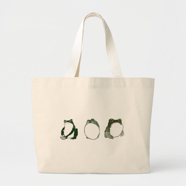 Trio of Grumpy Japanese Frogs Toads 19. Jahrhunder Jumbo Stoffbeutel (Vorne)