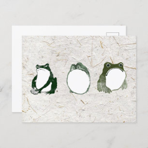 Trio of Grumpy Japanese Frogs Toads 19. Jahrhunder Postkarte