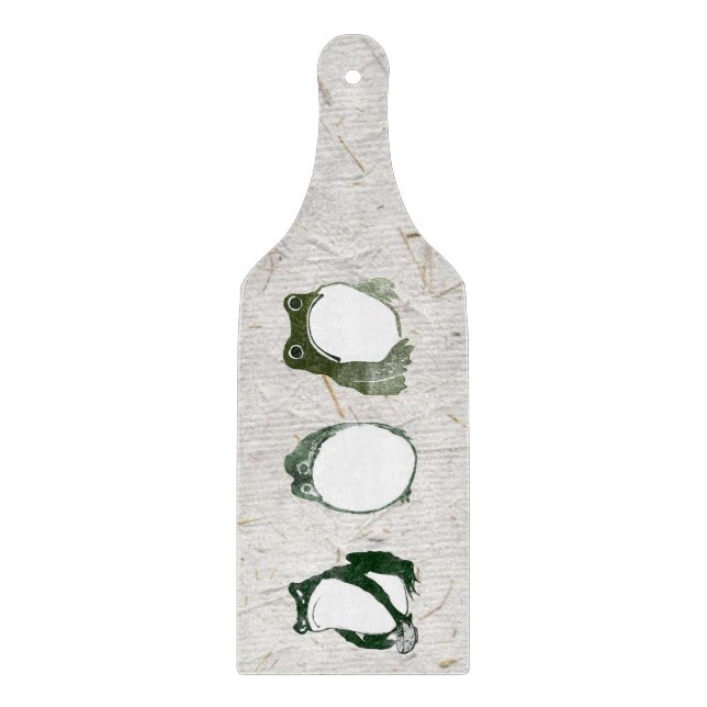 Trio of Grumpy Japanese Frogs Toads 19. Jahrhunder Schneidebrett (Vorderseite)