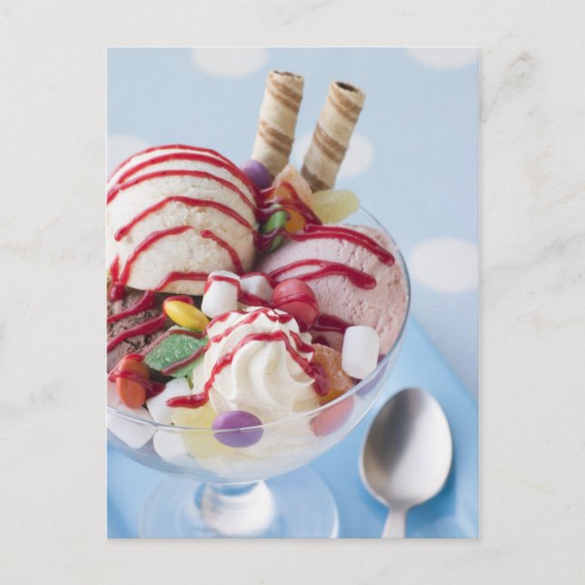 Trio of Ice Cream and Sweet Sundae Postkarte (Vorderseite)