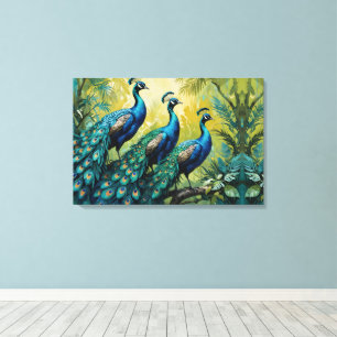 Trio of Peacocks im Urwald Leinwanddruck