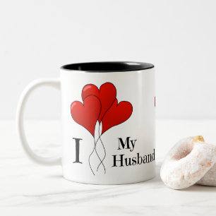 Trio of Red Heart Balloons I Liebe Mein Mann Zweifarbige Tasse