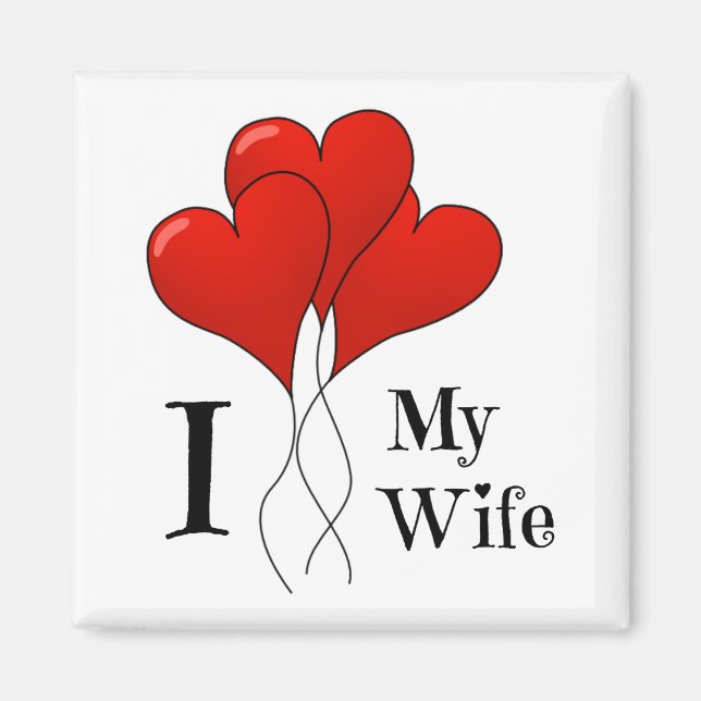 Trio of Red Heart Balloons I Liebe Meine Ehefrau Magnet (Vorne)