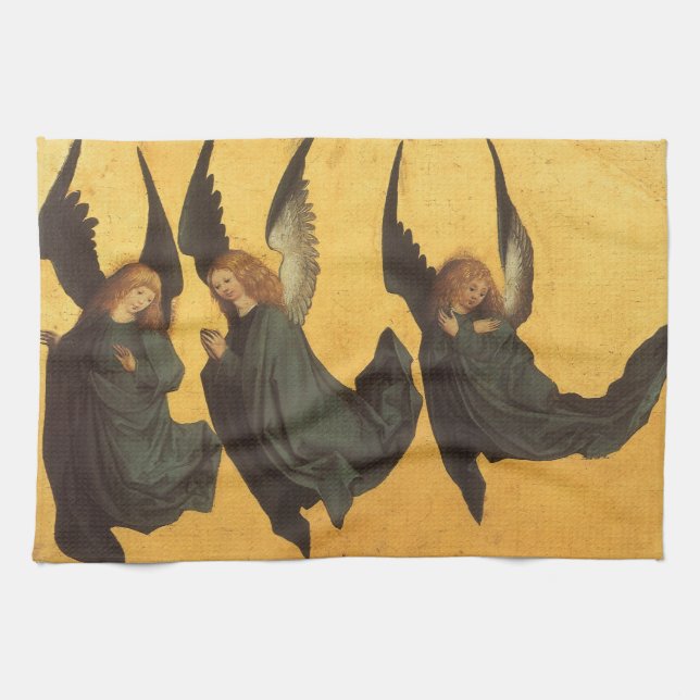 Trio of Renaissance Angels by Master of Housebook Geschirrtuch (Horizontal)