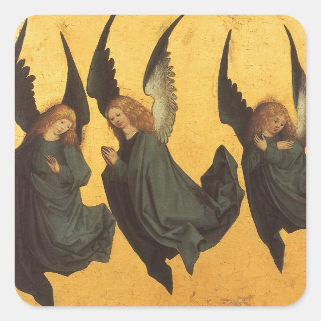 Trio of Renaissance Angels by Master of Housebook Quadratischer Aufkleber (Vorderseite)