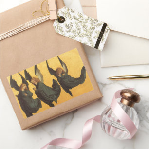 Trio of Renaissance Angels by Master of Housebook Rechteckiger Aufkleber