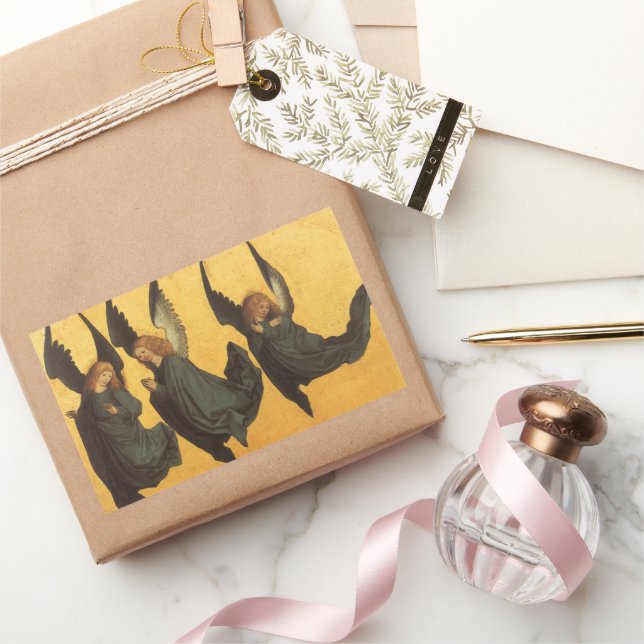 Trio of Renaissance Angels by Master of Housebook Rechteckiger Aufkleber (Schenken)