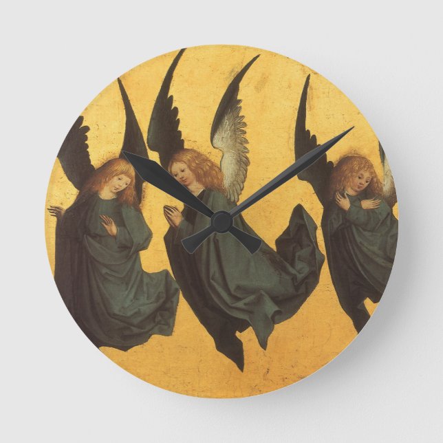 Trio of Renaissance Angels by Master of Housebook Runde Wanduhr (Vorderseite)