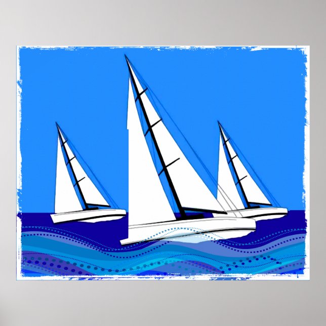 Trio of Sailboats Poster (Vorne)