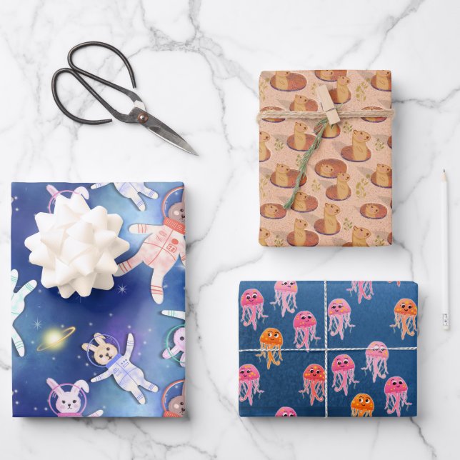 trio of strange and funny designs lol geschenkpapier set (Vorderseite)