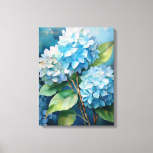 Trio of Tranquility: Blue Hydrangeas Leinwanddruck