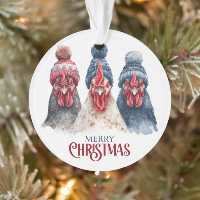 Trio of Winter Chickens Christmas  Ornament (Baum)