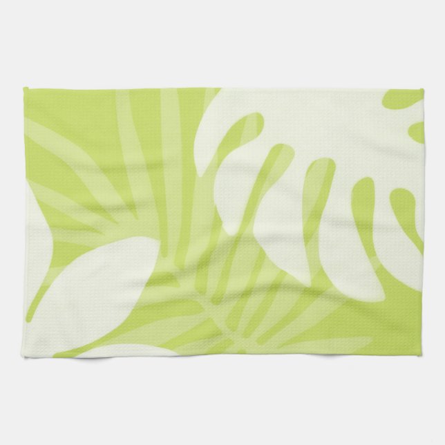 Trio Palm Blätter Lime Green Kitchen Handtuch (Horizontal)