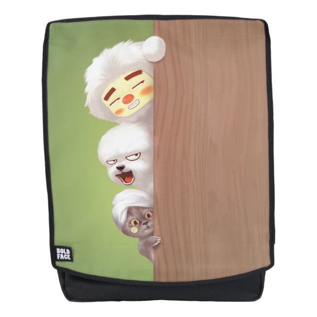 Trio Peeking Animals Rucksack (Vorderseite)