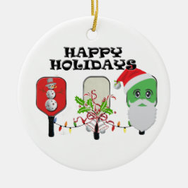 Trio pickleball xmas keramik ornament